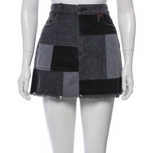 AO.LA Patch Colorblock Denim Skirt